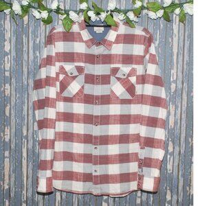 Vans Off The Wall Mens M Red Plaid Shirt Button Up Long Sleeve Cotton MINT